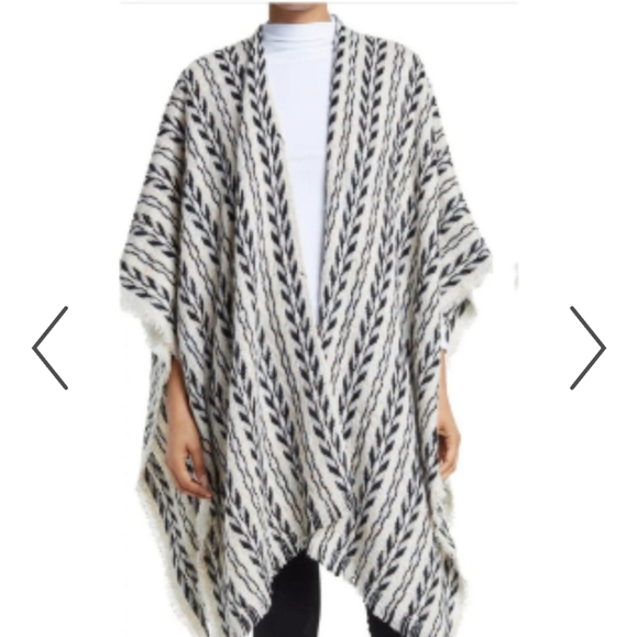 Modena oversized poncho wrap black cream split front one size - Picture 5 of 7